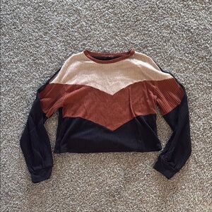 SHEIN Colorblock Sweater - Black, Brown, Cream